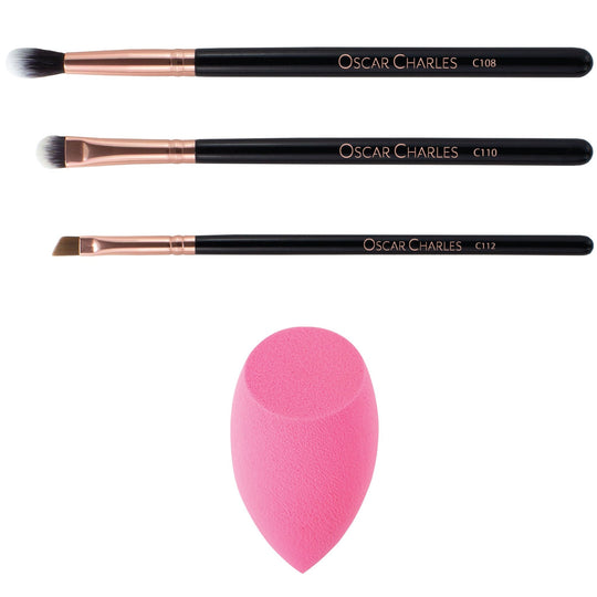 Oscar Charles 8 Piece Luxe Professional Makeup Brush Set & Luxury Cosmetic Bag, Rose Gold/Black - Oscar Charles - 10145123 - 5060597570237