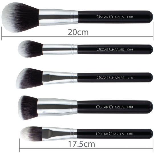 Oscar Charles Luxe Professional 12 Piece Makeup Brush Set, Silver/Black - Oscar Charles - 10145126 - 5060597570268