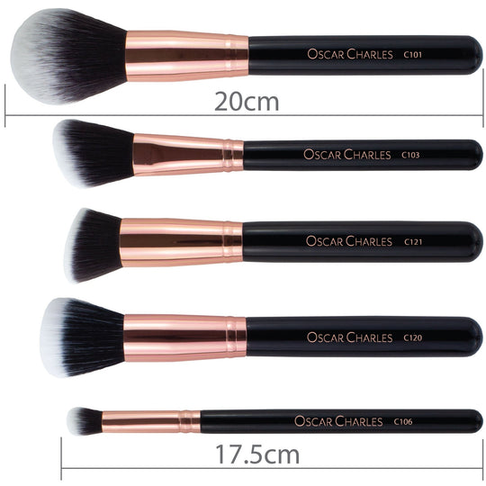 Oscar Charles 12 Piece Luxe Radiance Pro Makeup Brush Set & Makeup Holder Rose Gold/Black - Oscar Charles - 10145149 - 5060597570480