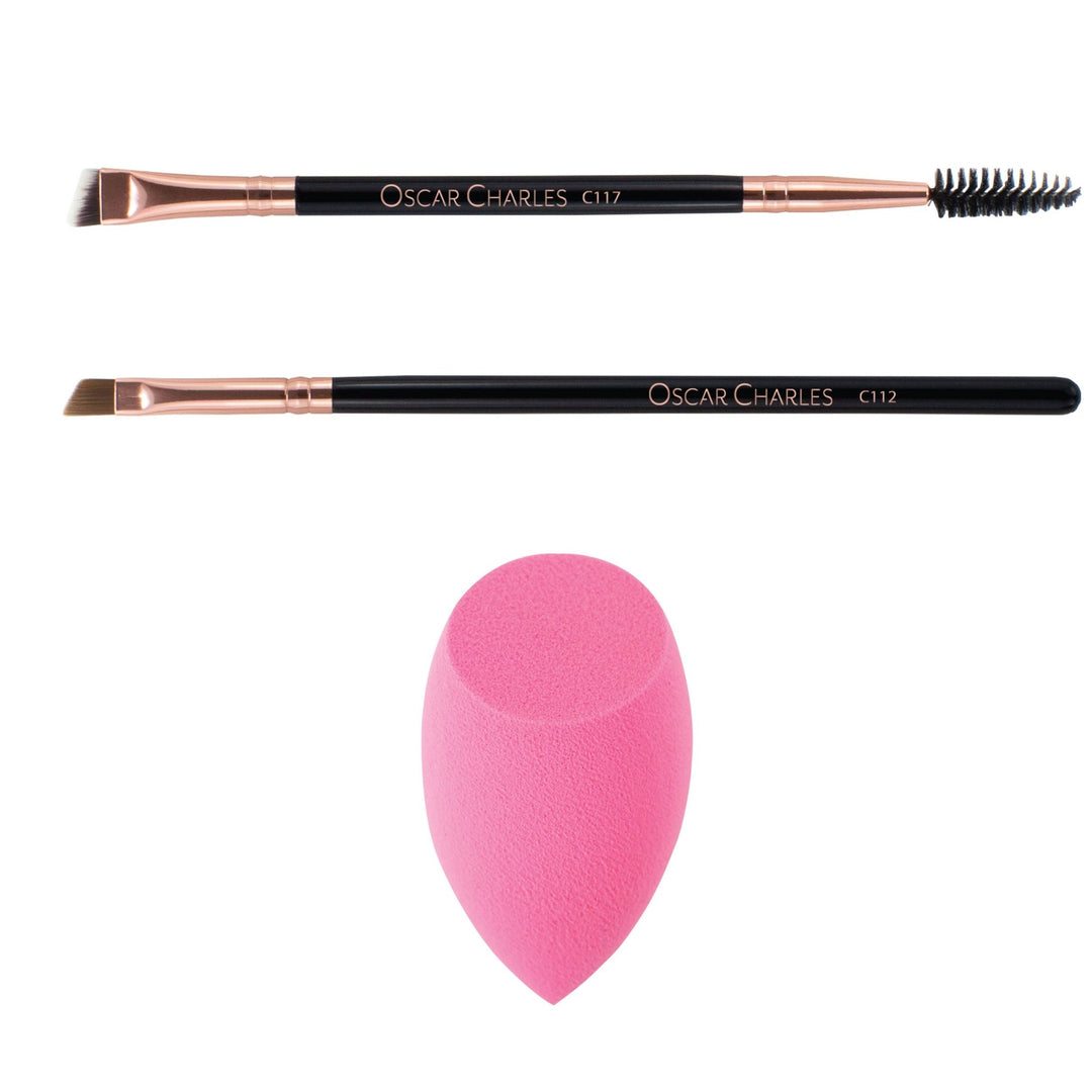 Oscar Charles 12 Piece Luxe Radiance Pro Makeup Brush Set & Makeup Holder Rose Gold/Black - Oscar Charles - 10145149 - 5060597570480