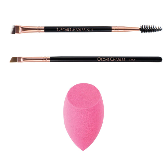 Oscar Charles 12 Piece Luxe Radiance Pro Makeup Brush Set & Makeup Holder Rose Gold/Black - Oscar Charles - 10145149 - 5060597570480
