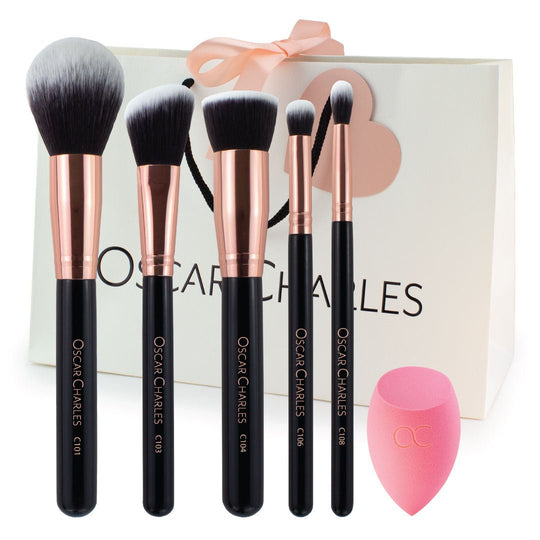 Fundamental 6 Piece Makeup Brush Gift Set - Rose Gold - Oscar Charles - 10145166 - 