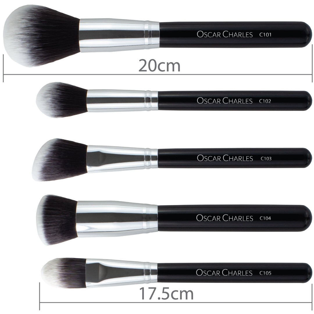 Oscar Charles Luxe Professional 17 Piece Makeup Artist Brush Set Silver/Black - Oscar Charles - 10145129 - 5060597570220