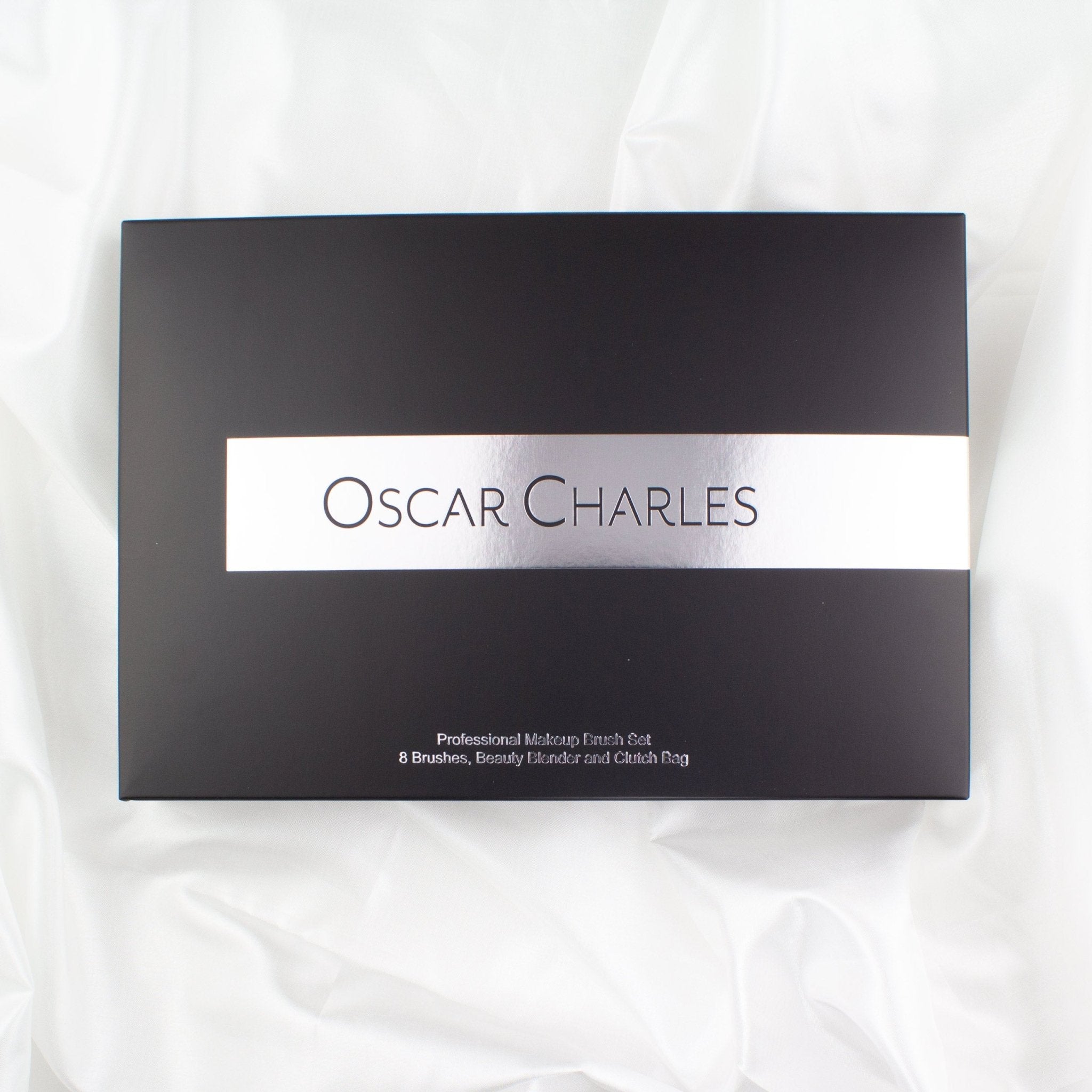 Oscar Charles 119 Luxe Make-up-Pinsel, 2 Fächer, Silber – Professionell, Weich & Hypoallergen Für Contouring & Highlighting