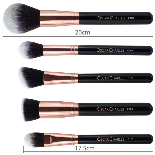 Oscar Charles Luxe Professional 12 Piece Makeup Brush Set, Rose Gold/Black - Oscar Charles - 10145125 - 5060597570251