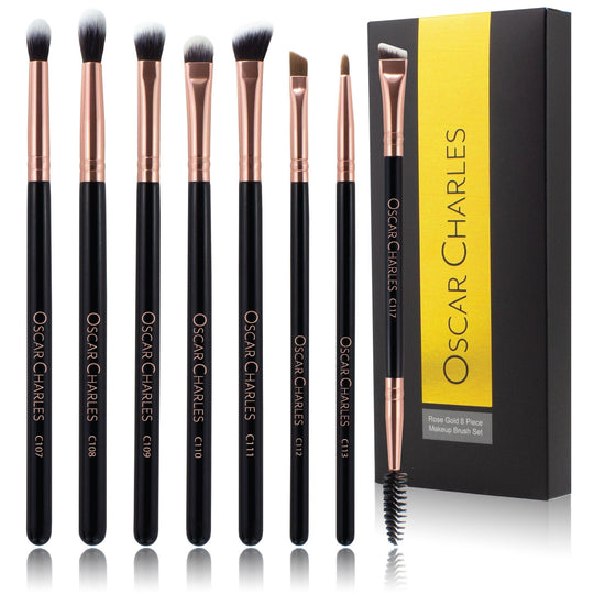 Oscar Charles 8 - Piece Professional Eye Makeup Brush Set - Gold/Black - Oscar Charles - 10145151 - 5060597570503