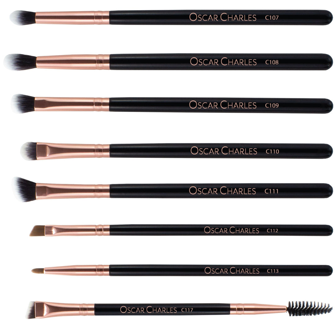 Oscar Charles 8 - Piece Professional Eye Makeup Brush Set - Gold/Black - Oscar Charles - 10145151 - 5060597570503