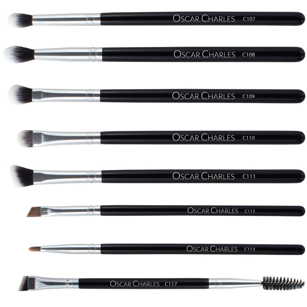 Oscar Charles 8 - Piece Professional Eye Makeup Brush Set - Silver /Black - Oscar Charles - 10145152 - 5060597570510