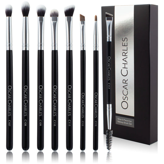 Oscar Charles 8 - Piece Professional Eye Makeup Brush Set - Silver /Black - Oscar Charles - 10145152 - 5060597570510