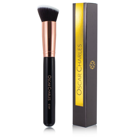 Oscar Charles 121 Luxe Angled Buff Makeup Brush Rose Gold/Black - Oscar Charles - 10145153 - 5060597570527