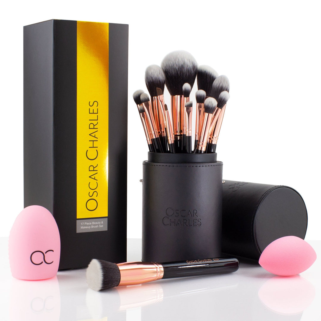 Oscar Charles Luxe Professional 17 Piece Makeup Artist Brush Gift Set Rose Gold/Black - Oscar Charles - 10145200 - 5060597570992