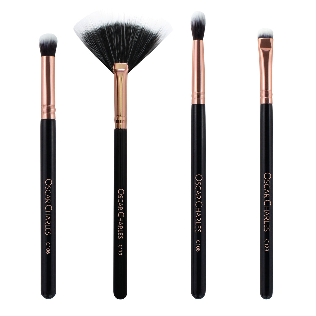 Oscar Charles Luxe Pro 12 Piece Radiance Makeup Brush Set Rose Gold/Black - Oscar Charles - 10145264 - 5060597571630