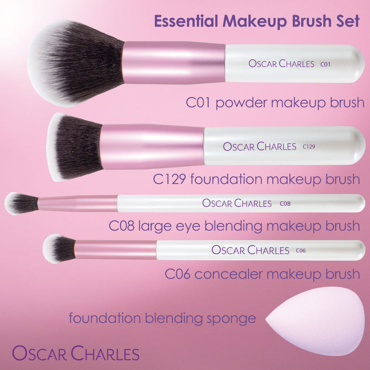 Oscar Charles Essential Makeup Brush Set & Makeup Sponge