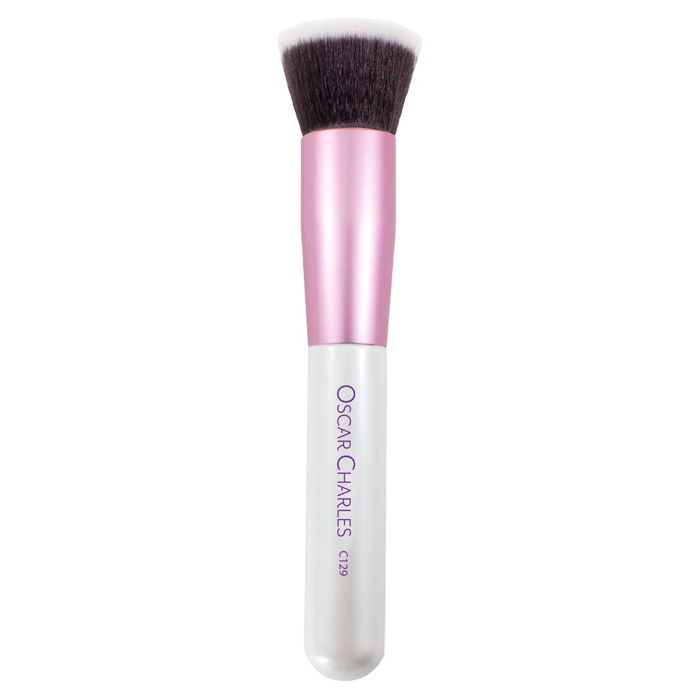 Oscar Charles Foundation Brush C129, Flat Top Liquid Foundation Makeup Brush Pink/White - Oscar Charles - 10145266 - 5060597571654