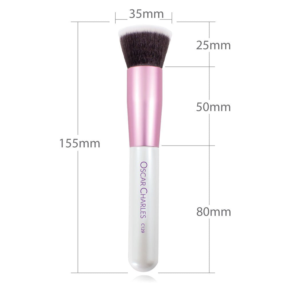 Oscar Charles Foundation Brush C129, Flat Top Liquid Foundation Makeup Brush Pink/White - Oscar Charles - 10145266 - 5060597571654