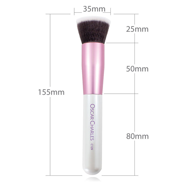 Oscar Charles Foundation Brush C129, Flat Top Liquid Foundation Makeup Brush Pink/White