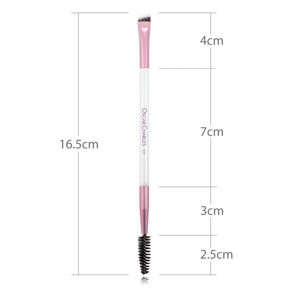 Oscar Charles Eyebrow & Spoolie Makeup Brush Professional, Double Ended with Angled Brow Brush and Spoolie - Oscar Charles - 10145267 - 5060597571661