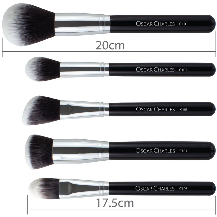 Oscar Charles Luxe Professional 17 Piece Makeup Artist Brush Set Silver/Black