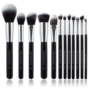 Oscar Charles Luxe Professional 12 Piece Makeup Brush Set, Silver/Black